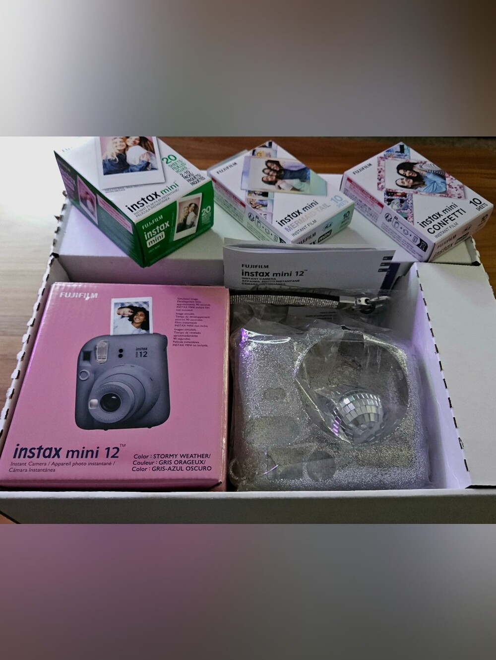 Fuji Instax Mini 12 Camera Gift Set with Fun Film and Sparkle Accessories 📷 🪩